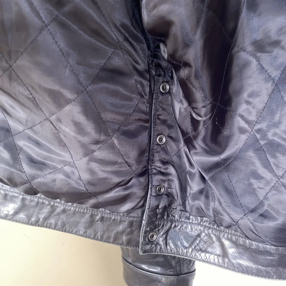 Phat Farm Women Black Leather Motorcycle Size XL Discount 4 Damage Zipper $500+‎